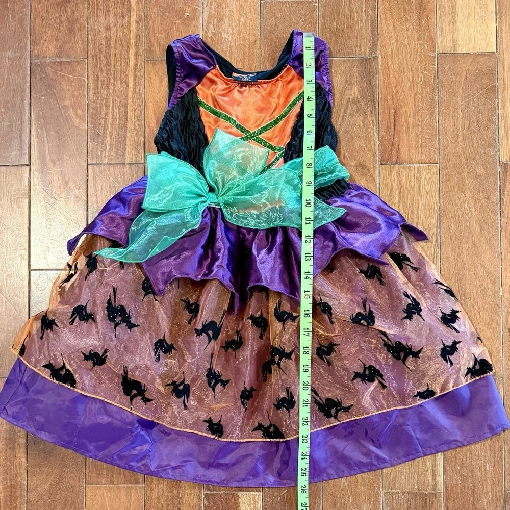 VTG Children's Place TCP Witch Halloween Costume Dress Hat (Flaw) Broom Sz S 5 6